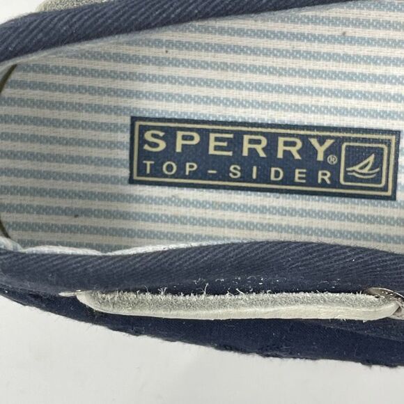 Sperry Womens Top Sider Lace Up Fashion Sneakers Eyelet Blue Deck Shoes US 7.5M - Picture 8 of 10